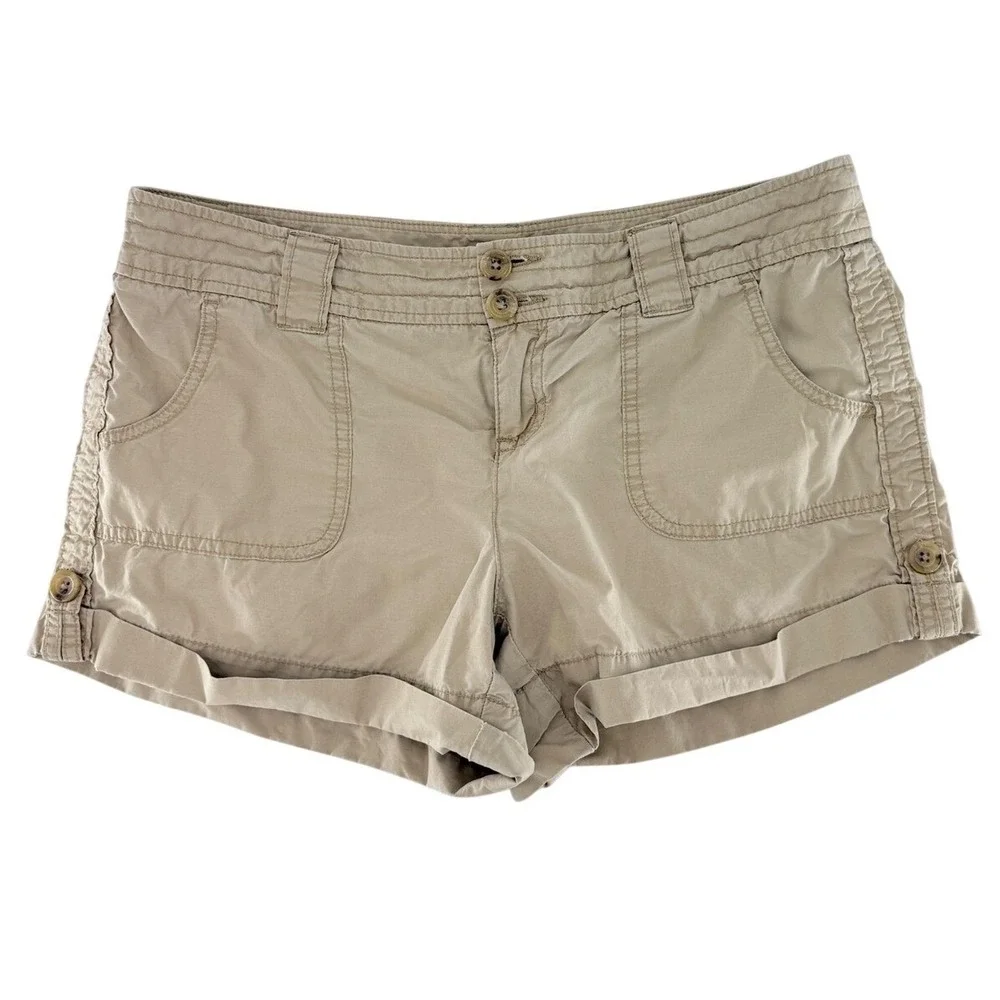 London Jean Chino Shorts Womens 10 Khaki Tan Cotton‎ Cuffed Utility RN 80763